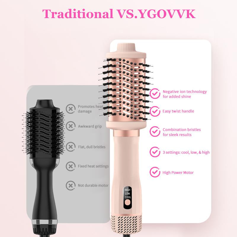 【Black Friday】High Speed Hair Blow Dryer Brush - 3X Faster Drying Ionic Blowout Styler 5-In-1 Brush for Anti-Frizz, Straight Hair, Curls Volumizing Blowouts Ceramic Titanium Barrel with Smoothing Comb Negative Ion Heated Curler